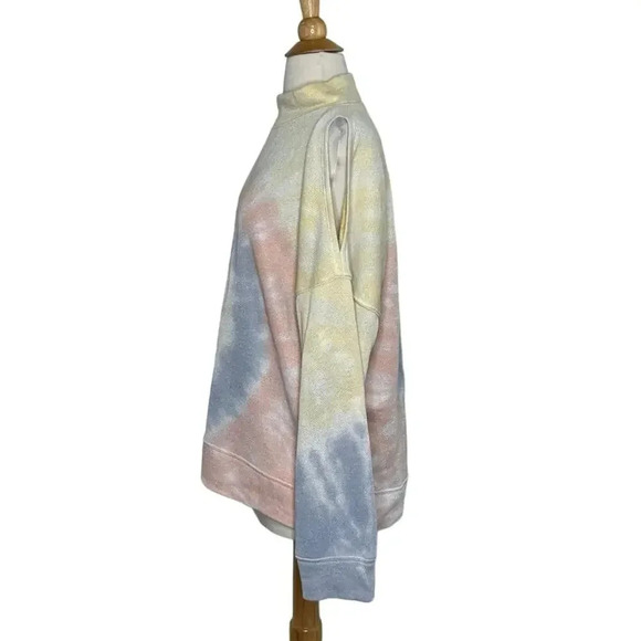 Democracy women's XL Pastel Tie Dyed Sweatshirt Glittery Mock Neck Long Sleeve - Picture 2 of 8